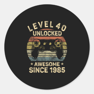 Sticker Rond Niveau 40 Débloqué 40e Anniversaire Cadeaux pour 4