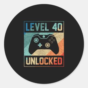 Sticker Rond Niveau 40 Débloqué 40e vidéaste 40e Anniversaire M