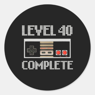 Sticker Rond Niveau 40 Déverrouillé Jeu vidéo de chemise 40e an