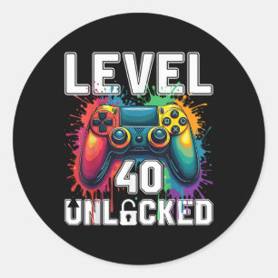 Sticker Rond Niveau 40 Déverrouillé Jeux Vidéo amusant Thème 40