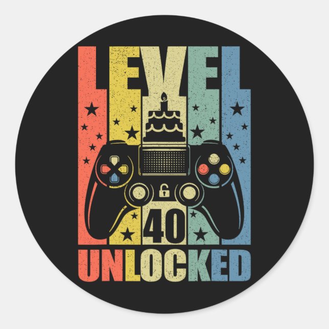 Sticker Rond Niveau 40 Jeu vidéo déverrouillé Jeu 40e Anniversa (Devant)