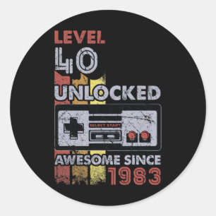 Sticker Rond Niveau 40 Joueur déverrouillé 40e Anniversaire Vid