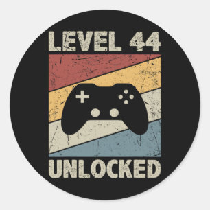 Sticker Rond Niveau 44 Débloqué - Rétro Vintage Drôle 44e Naiss