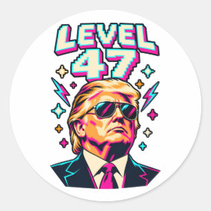 Sticker Rond Niveau 47 Arcade Néon