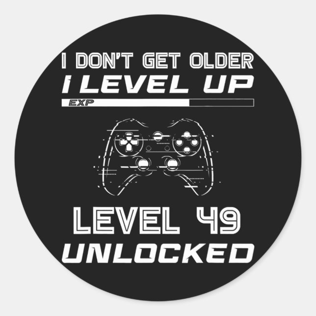 Sticker Rond Niveau 49 Déverrouillé Gamer 49e anniversaire Déco (Devant)