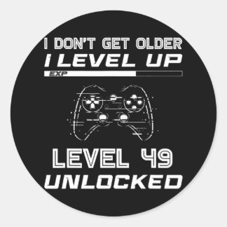 Sticker Rond Niveau 49 Déverrouillé Gamer 49e anniversaire Déco