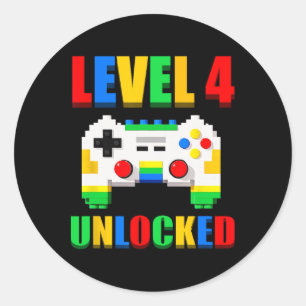 Sticker Rond Niveau 4 Débloqué Joueur 4 Ans Anniversaire Jeu Vi