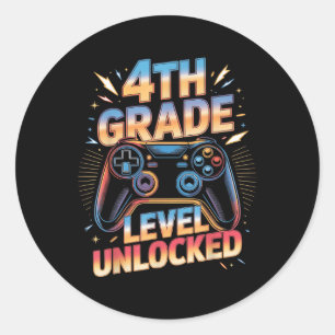 Sticker Rond Niveau 4e Débloqué Jeu Sur Retour en 4e