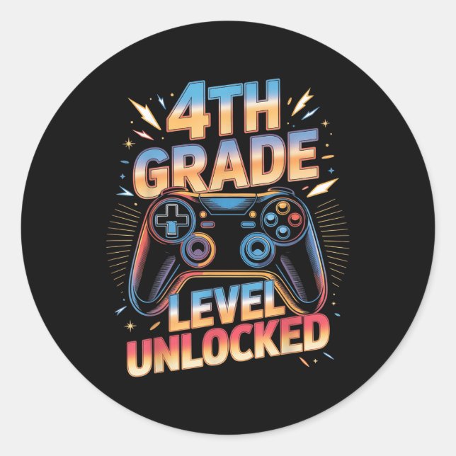 Sticker Rond Niveau 4e Débloqué Jeu Sur Retour en 4e (Devant)