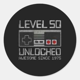 Sticker Rond Niveau 50 Débloqué Vidéo d'anniversaire 50 ans 50