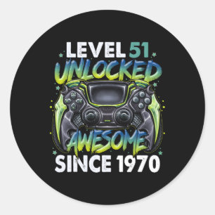 Sticker Rond Niveau 51 Débloqué Incroyable Depuis 1970 51e Anni