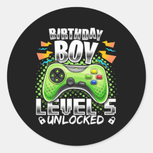 Sticker Rond Niveau 5 Jeu vidéo déverrouillé 5e Jeu d'anniversa