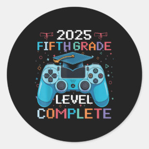 Sticker Rond Niveau 5e année Complet Vidéo Gamer Garçon Graduat