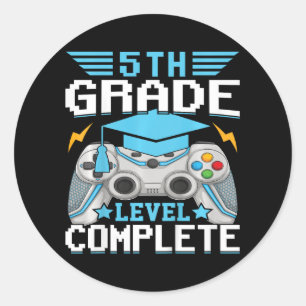 Sticker Rond Niveau 5e Classe Gamer Cl De 2024 Graduati