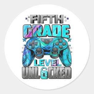 Sticker Rond Niveau 5e Débloqué Jeux Garçons Joueur Retour à