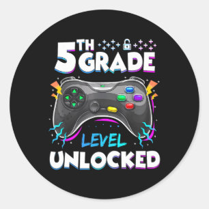 Sticker Rond Niveau 5e débloqué Retour à l'école Premier jour