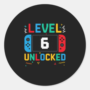 Sticker Rond Niveau 6 Débloqué Anniversaire Vidéo Joueur 6ème A