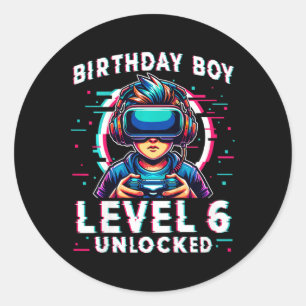 Sticker Rond Niveau 6 Déverrouillé 6 Anniversaire Joueur Amusan