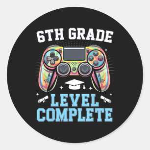 Sticker Rond Niveau 6ème Terminé Dernier Jour D'école Joueur