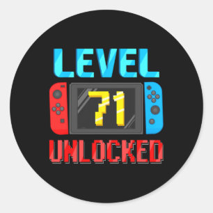 Sticker Rond Niveau 71 Débloqué Vidéo d'anniversaire Joueur 71e
