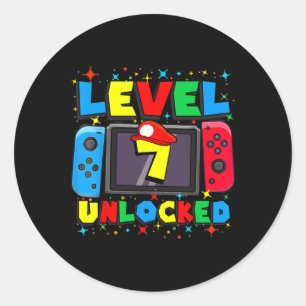 Sticker Rond Niveau 7 Débloqué Joueur Cadeau d'anniversaire 7 a