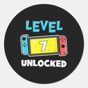 Sticker Rond Niveau 7 Débloqué Joueur Cadeau d'anniversaire 7 a