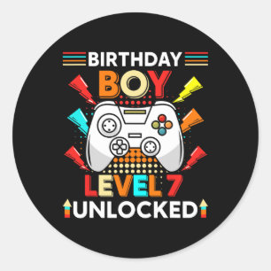 Sticker Rond Niveau 7 Débloqué Vidéo drôle de joueur 7ème Anniv