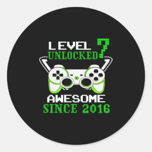 Sticker Rond Niveau 7 Déverrouillé Awesome 2016 jeu vidéo 7e na