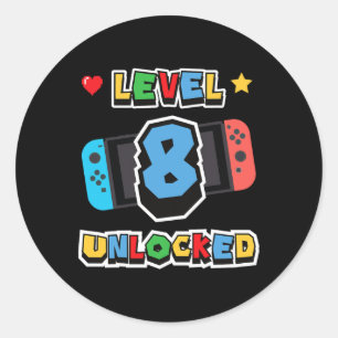 Sticker Rond Niveau 8 Débloqué Anniversaire 8 ans Enfants Jeu V