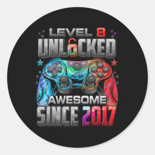 Sticker Rond Niveau 8 Débloqué Incroyable Depuis Anniversaire 8
