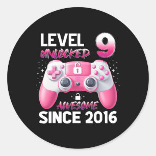 Sticker Rond Niveau 9 Débloqué Incroyable Depuis 2016 Joueuse d