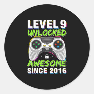 Sticker Rond Niveau 9 Débloqué Incroyable Depuis Anniversaire 9