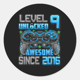 Sticker Rond Niveau 9 Débloqué Incroyable Depuis Anniversaire 9