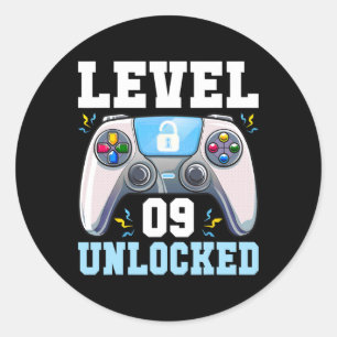 Sticker Rond Niveau 9 Débloqué Jeu Vidéo 9e Anniversaire Gamer