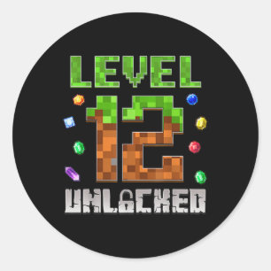 Sticker Rond Niveau Anniversaire Garçon 12 Débloqué Jeu 12ème A