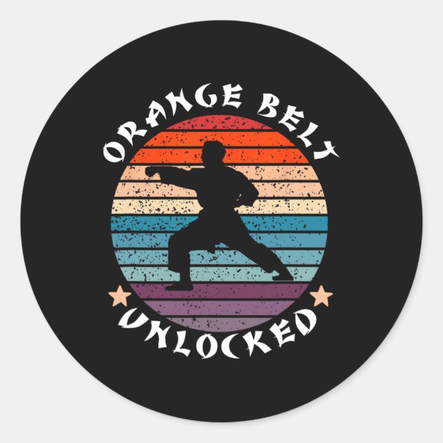 Sticker Rond Niveau de ceinture orange Déverrouillé Réussite Ka (Devant)
