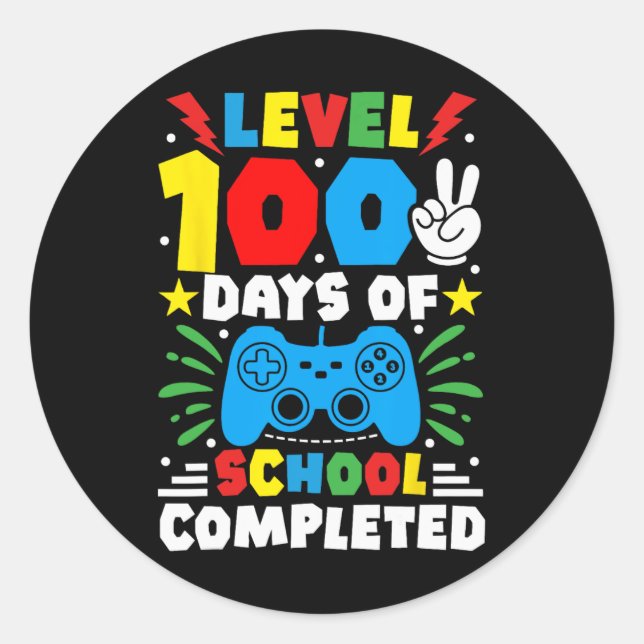 Sticker Rond Niveau De Contrôleur De Jeu 100 Jours D'École Term (Devant)