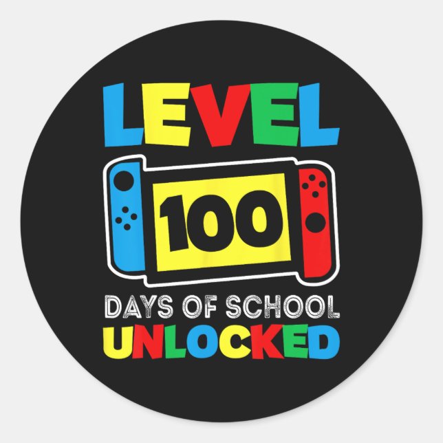 Sticker Rond Niveau De Contrôleur De Jeu 100 Jours D'École Term (Devant)