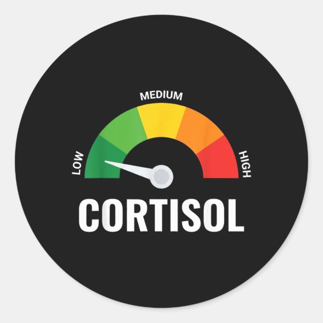 Sticker Rond Niveau de cortisol bas graphique drôle de stress s (Devant)