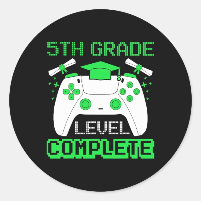 Sticker Rond Niveau de grade Gamer complet 5e grade Gi (Devant)
