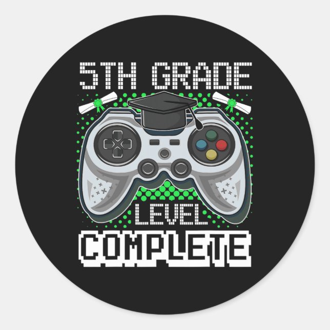 Sticker Rond Niveau de grade Gamer complet 5e grade Gi (Devant)