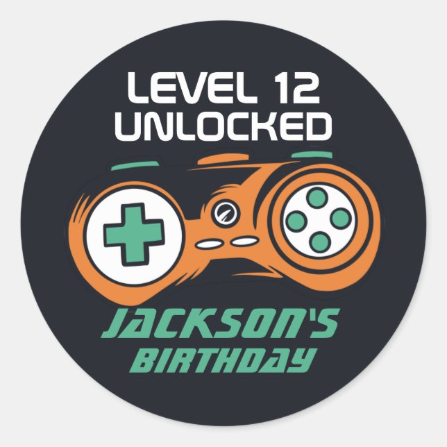 Sticker Rond Niveau de jeu cool Anniversaire de enfant déverrou (Devant)