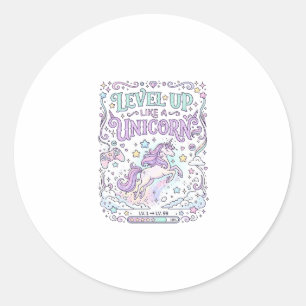 Sticker Rond Niveau de licorne monte comme une licorne adorable