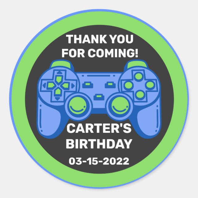 Sticker Rond Niveau Déverrouillé Jeu d'Anniversaire Personnalis (Devant)
