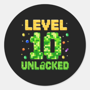 Sticker Rond Niveau drôle 10 débloqué 10e anniversaire joueur P