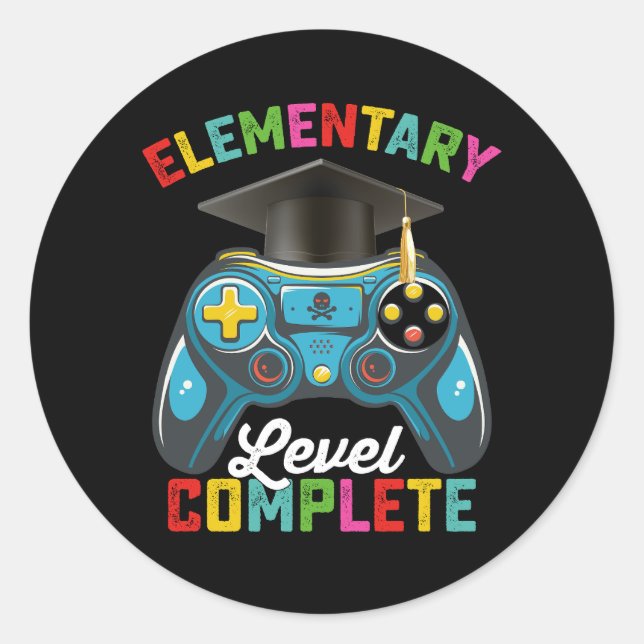 Sticker Rond Niveau élémentaire Complet Graduation Jeu Gamer (Devant)