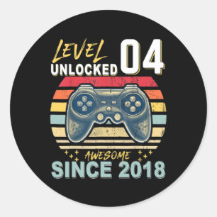 Sticker Rond Niveau Enfants 4 Débloqué Incroyable Depuis Cadeau