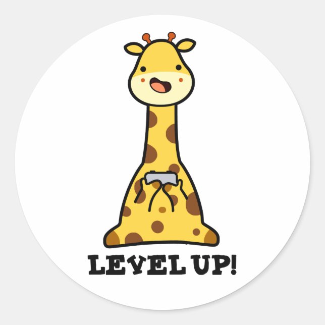Sticker Rond Niveau Haut Funny Giraffe Pun (Devant)