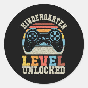 Sticker Rond Niveau Jeu Déverrouillé 1Er Jour De L'École Garçon