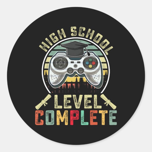 Sticker Rond Niveau lycée Complet Gamer School Graduation (Devant)